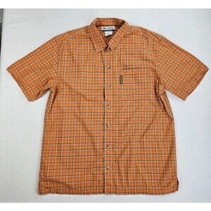 Columbia Sportswear Co. Button up Shirt Short Sleeve Orange Cotton Men's Large